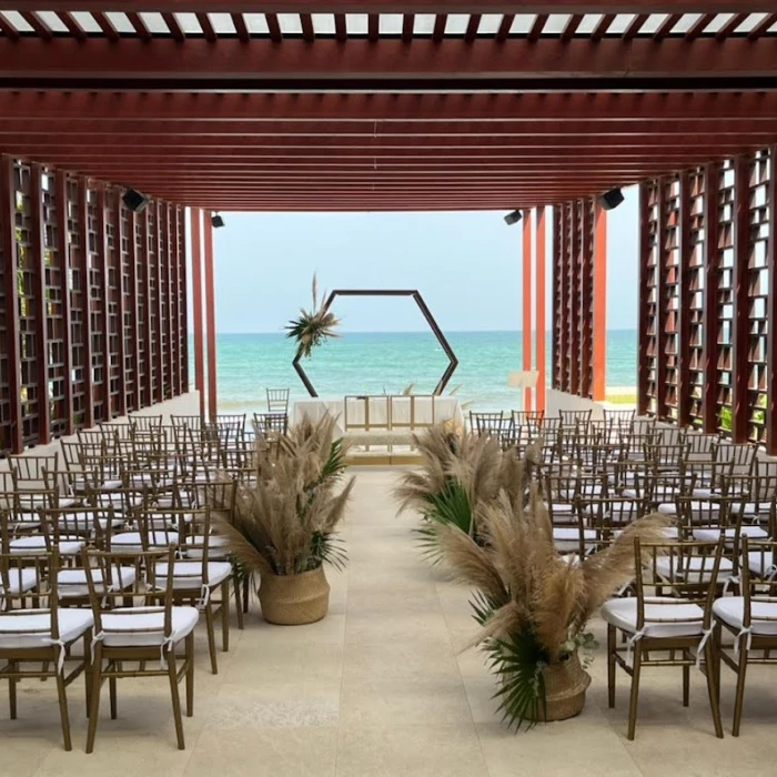 Ceremony decor on the beach at Dreams Jade resort and spa