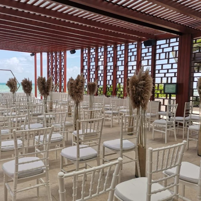 Ceremony decor on the beach at Dreams jade resort and spa