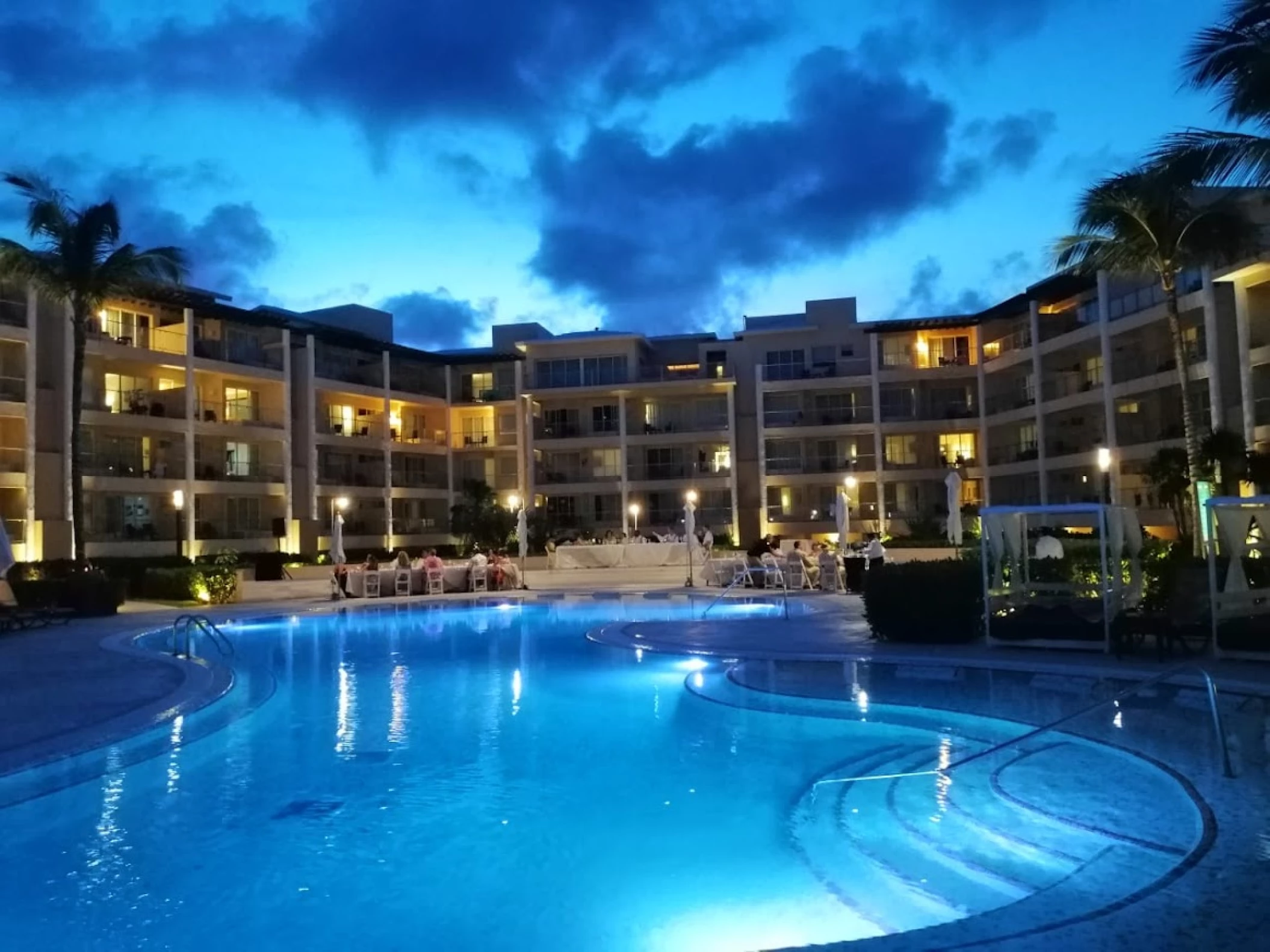 Dinner reception on the pool terrace at Dreams Jade resort and spa