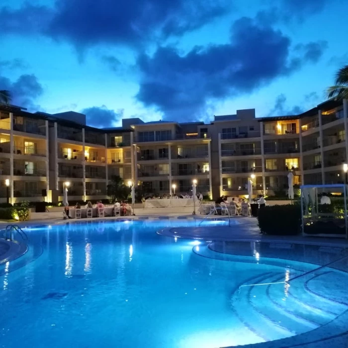 Dinner reception on the pool terrace at Dreams Jade resort and spa