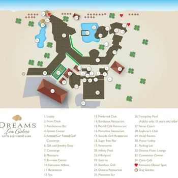 Resort map of Dreams Los Cabos Suites Golf Resort & Spa