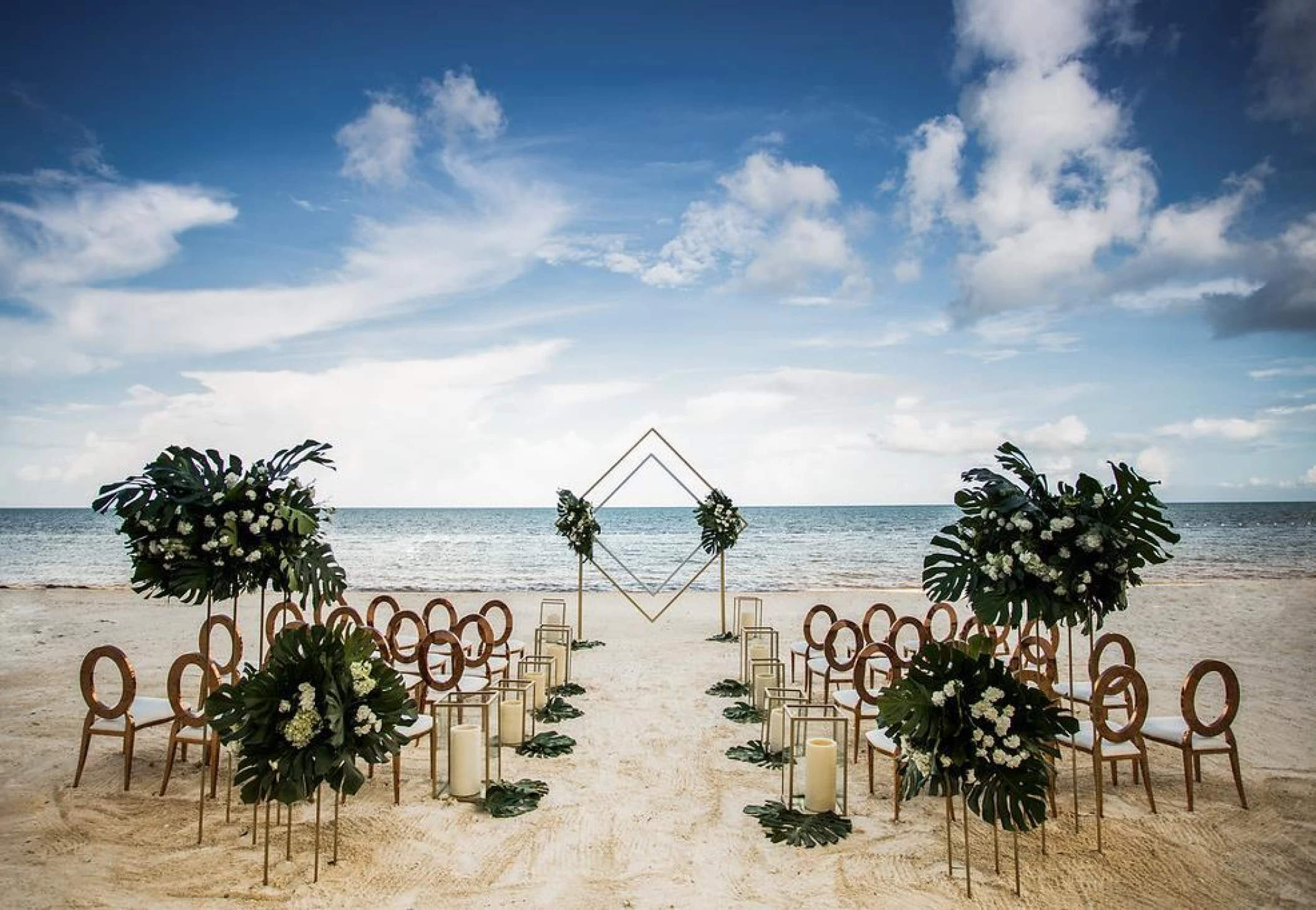 Ceremony decor in Beach wedding at Dreams Natura Resort and Spa