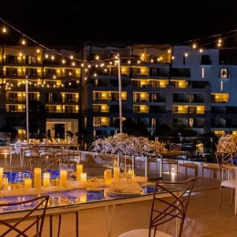 Ceremony decor in Blue Water Rooftop at Dreams Natura Resort and Spa