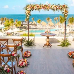 Ceremony decor in Blue Water Rooftop at Dreams Natura Resort and Spa