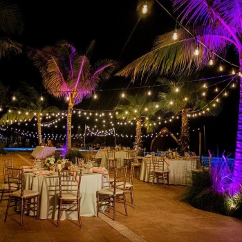 Dinner reception decor in Pool terrace at Dreams Natura Resorts and Spa