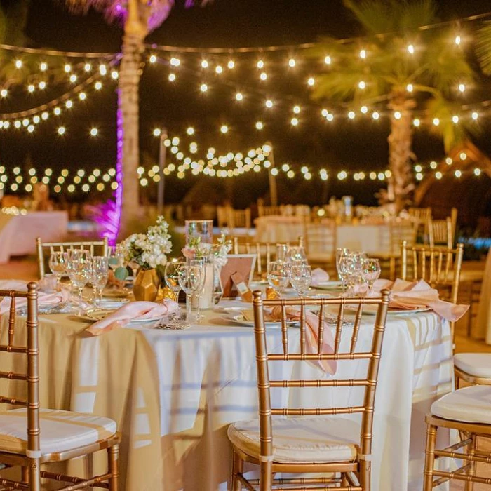 Dinner reception decor in Pool terrace at Dreams Natura Resorts and Spa