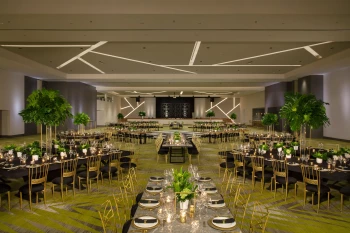 Dinner reception decor in Ballroom at Dreams Natura Resort and Spa