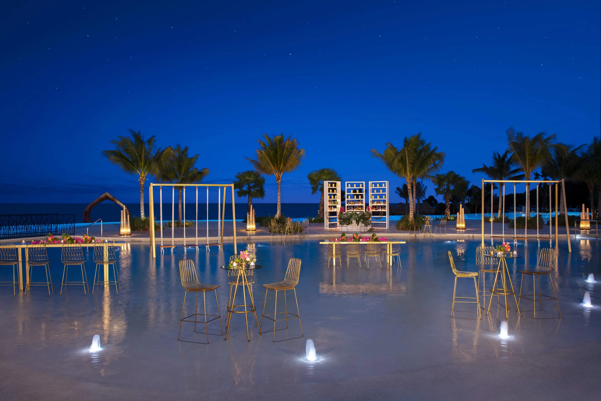 beach wedding dance floor at Dreams Natura Resort and Spa