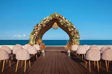 Ceremony decor in wedding gazebo at Dreams Natura Resort and Spa