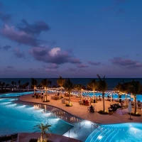Wedding reception pool terrace at Dreams Natura Resort and Spa
