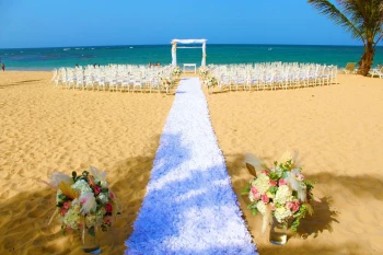 Ceremony decor on the beach at Dreams Onyx Resort and Spa