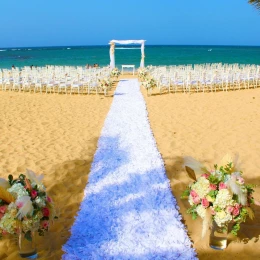 Ceremony decor on the beach at Dreams Onyx Resort and Spa