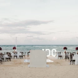 Dinner decor on the beach at Dreams Onyx Resort & Spa