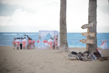 Ceremony decor on the beach at Dreams Onyx Resort & Spa