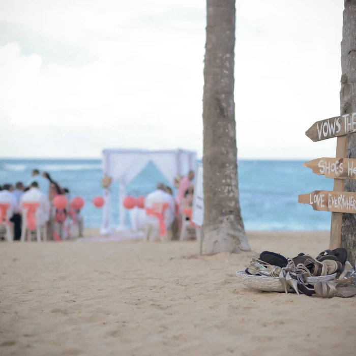 Ceremony decor on the beach at Dreams Onyx Resort & Spa