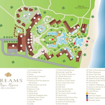 Resort map of Dreams Playa Mujeres