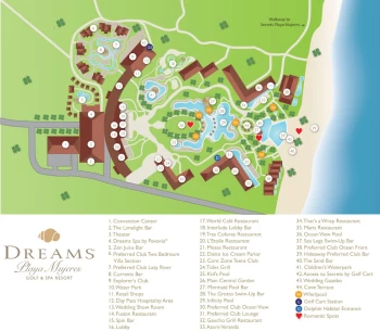 Resort map of Dreams Playa Mujeres