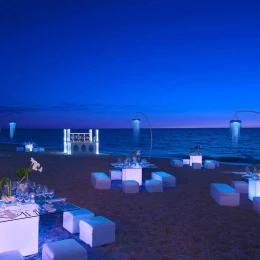 Dreams Playa Mujeres beach wedding venue at night