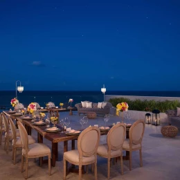 Outdoor dinner reception in paramount suite at Dreams Playa Mujeres