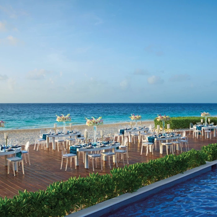 Dreams Riviera Cancun terrace wedding venue near beach