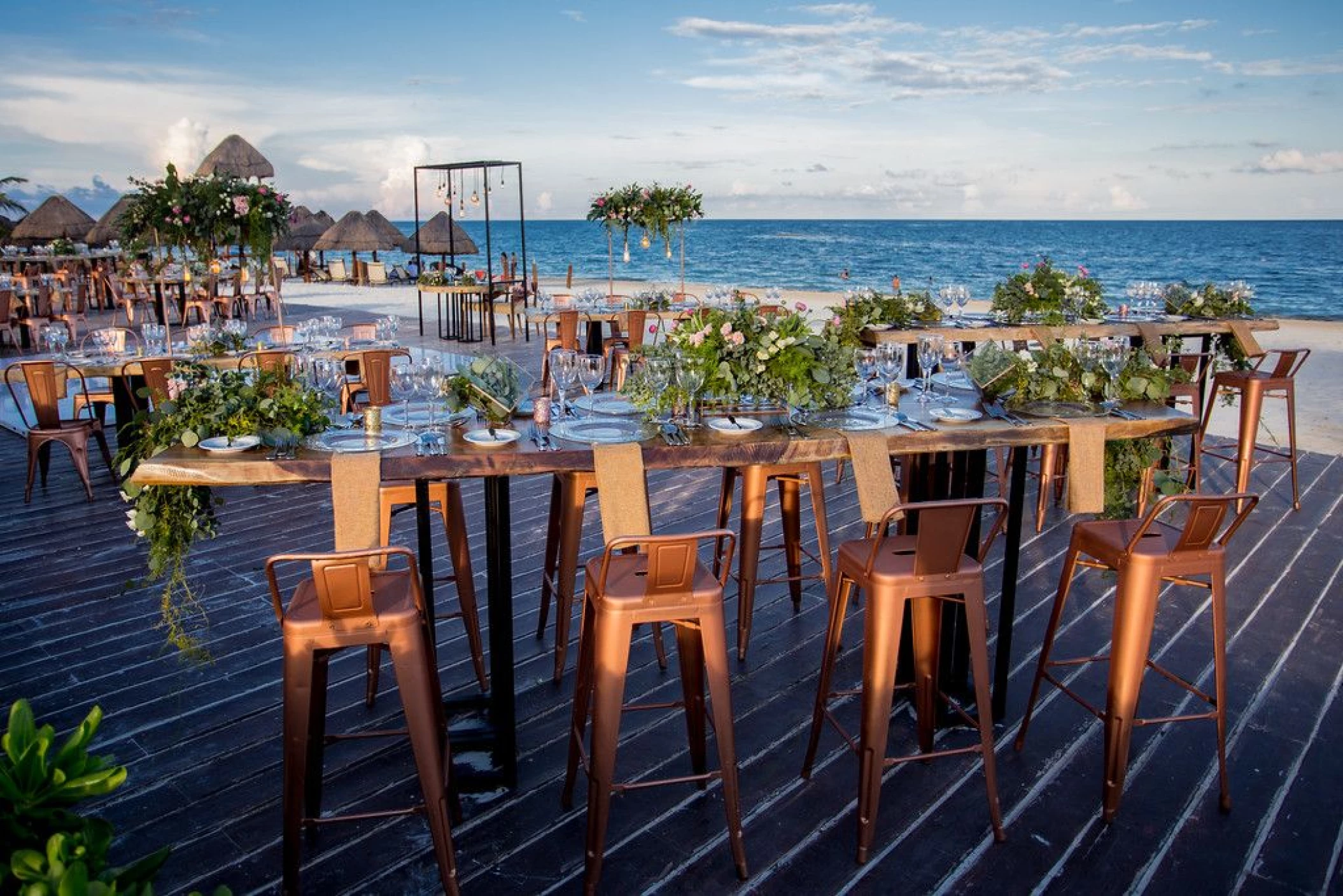 deck wedding venue next to beach at Dreams Riviera Cancun Resort
