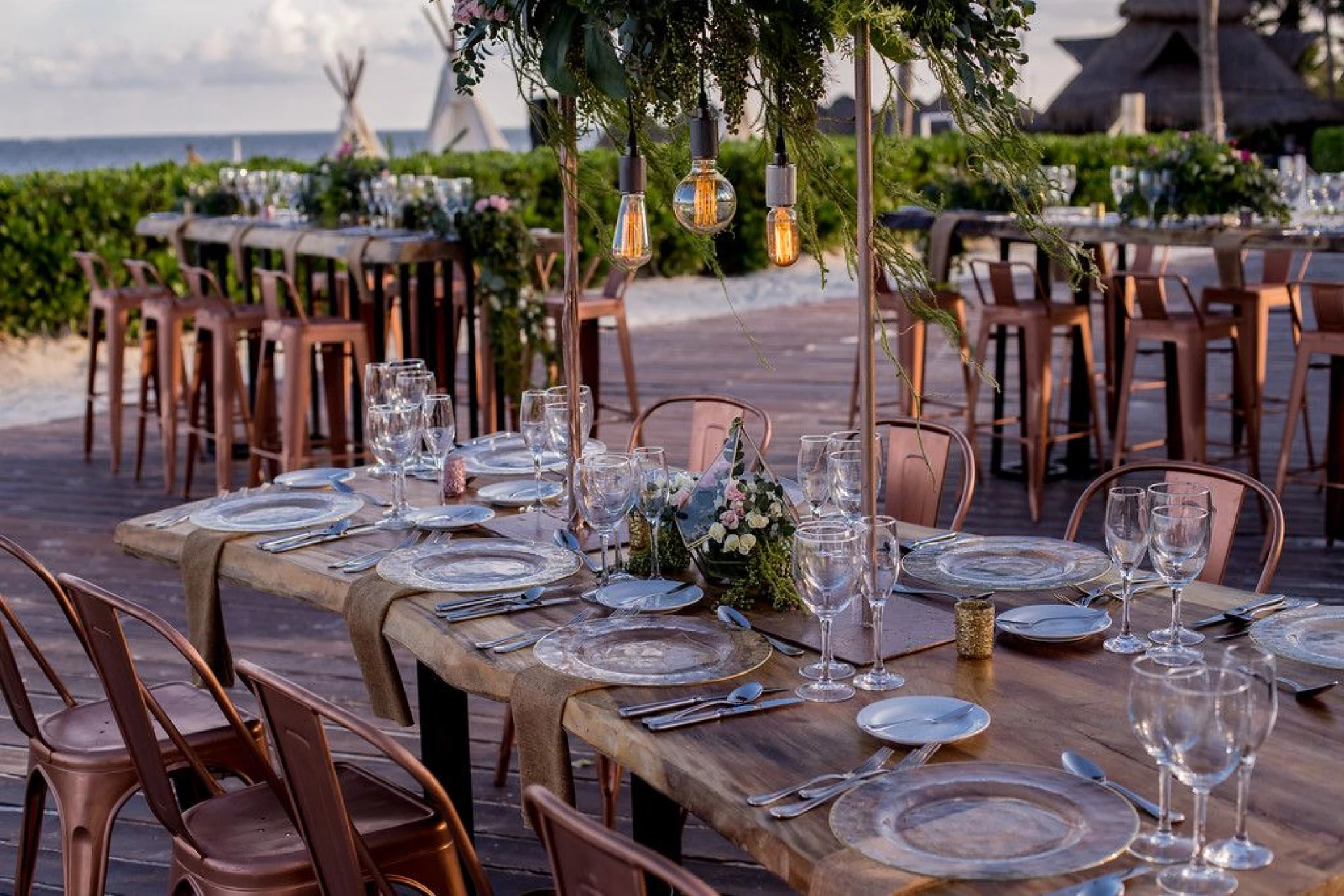 deck wedding venue next to beach at Dreams Riviera Cancun Resort