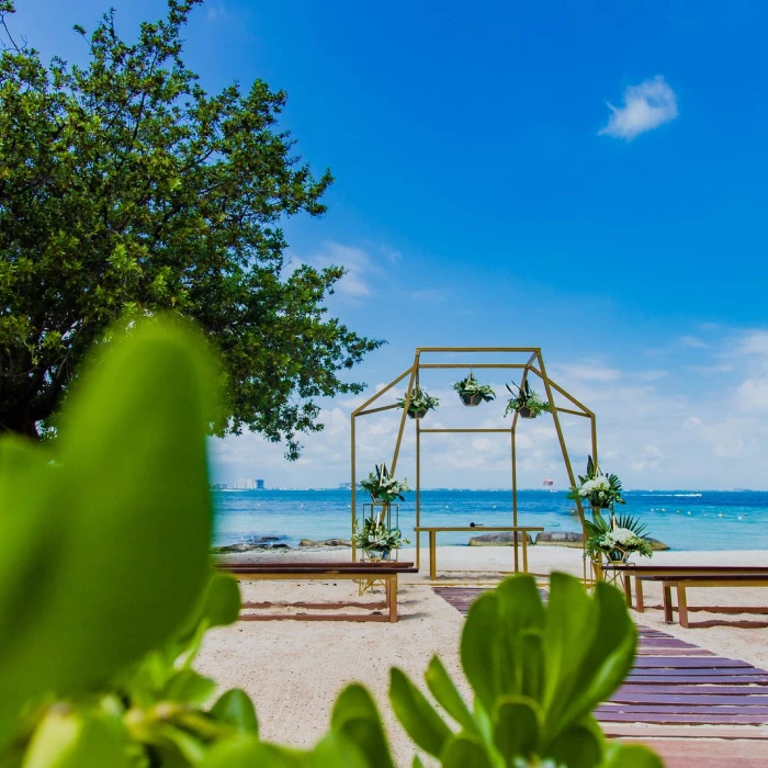 Ceremony in Waves and sand venue at Dreams Sands Cancun resort and spa