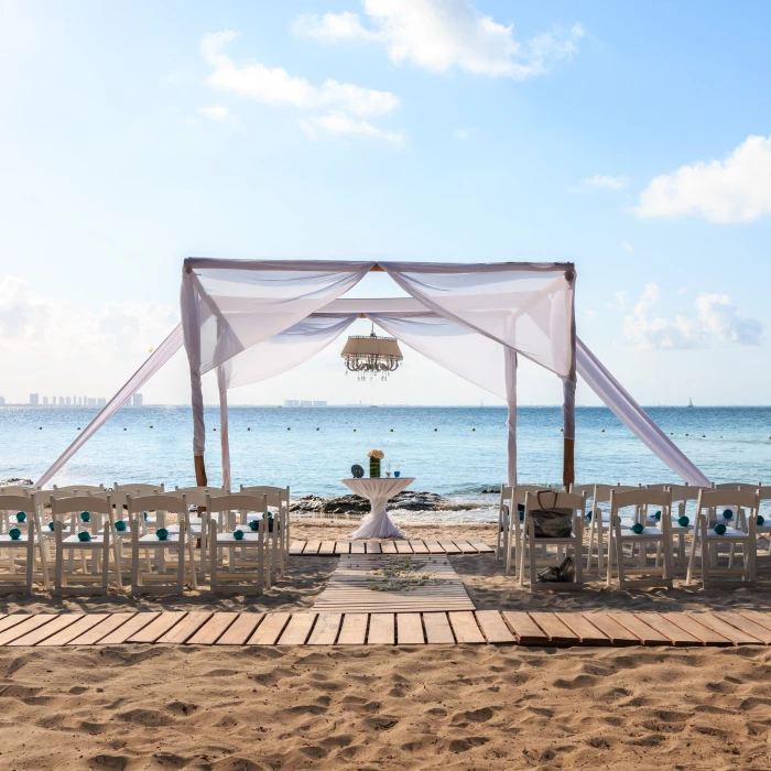 Ceremony in Waves and sand venue at Dreams Sands Cancun resort and spa