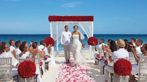 Dreams Sapphire Resort simple beach wedding and couple