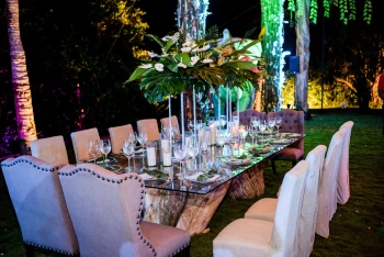 Dinner reception in garden venue  at Dreams Tulum Resort and Spa