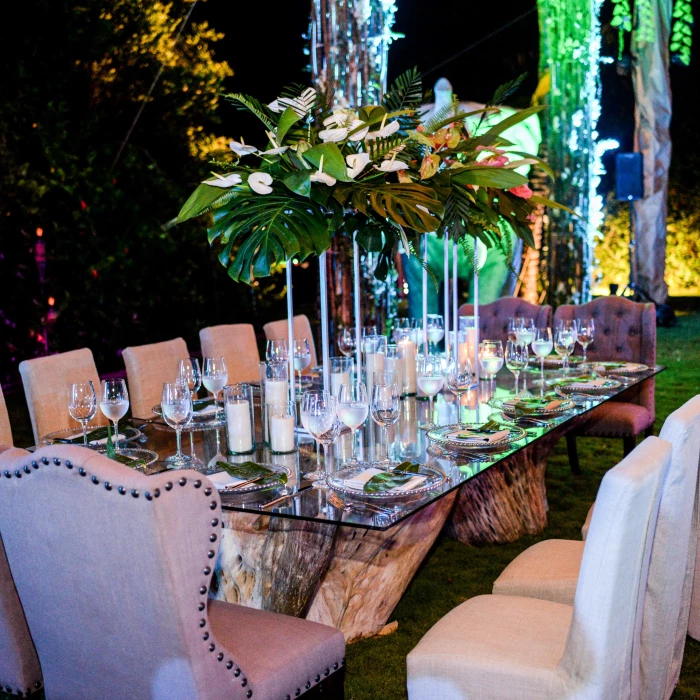 Dinner reception in garden venue  at Dreams Tulum Resort and Spa