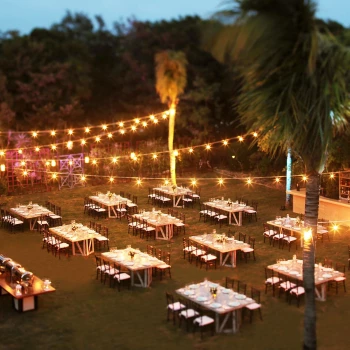 Dinner reception in garden venue  at Dreams Tulum Resort and Spa