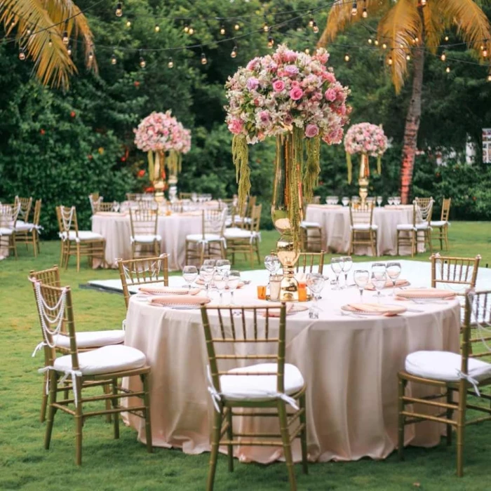 Dinner reception in garden venue  at Dreams Tulum Resort and Spa