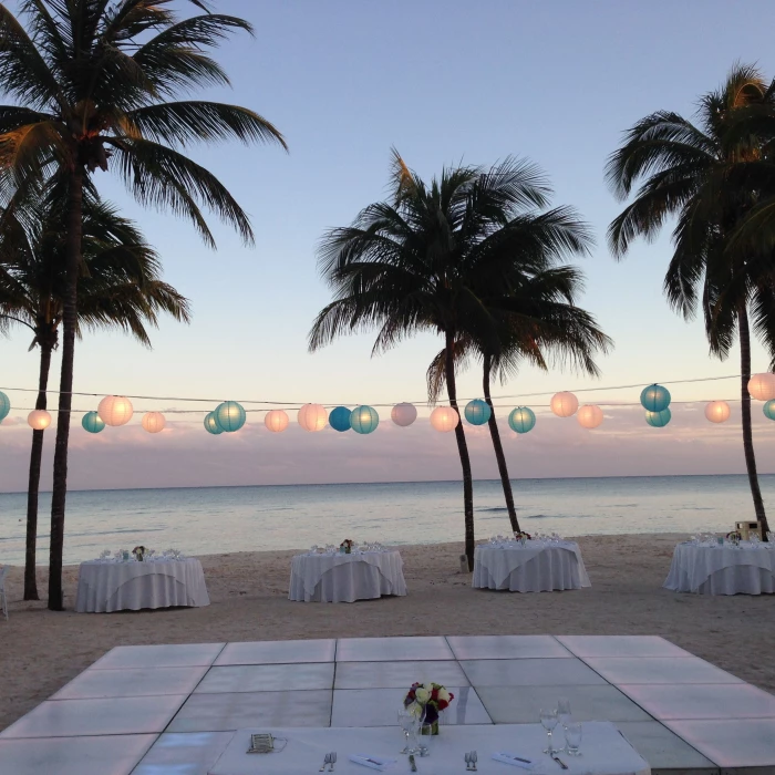 Dinner reception in Preferred Beach venue at Dreams tulum resort and spa