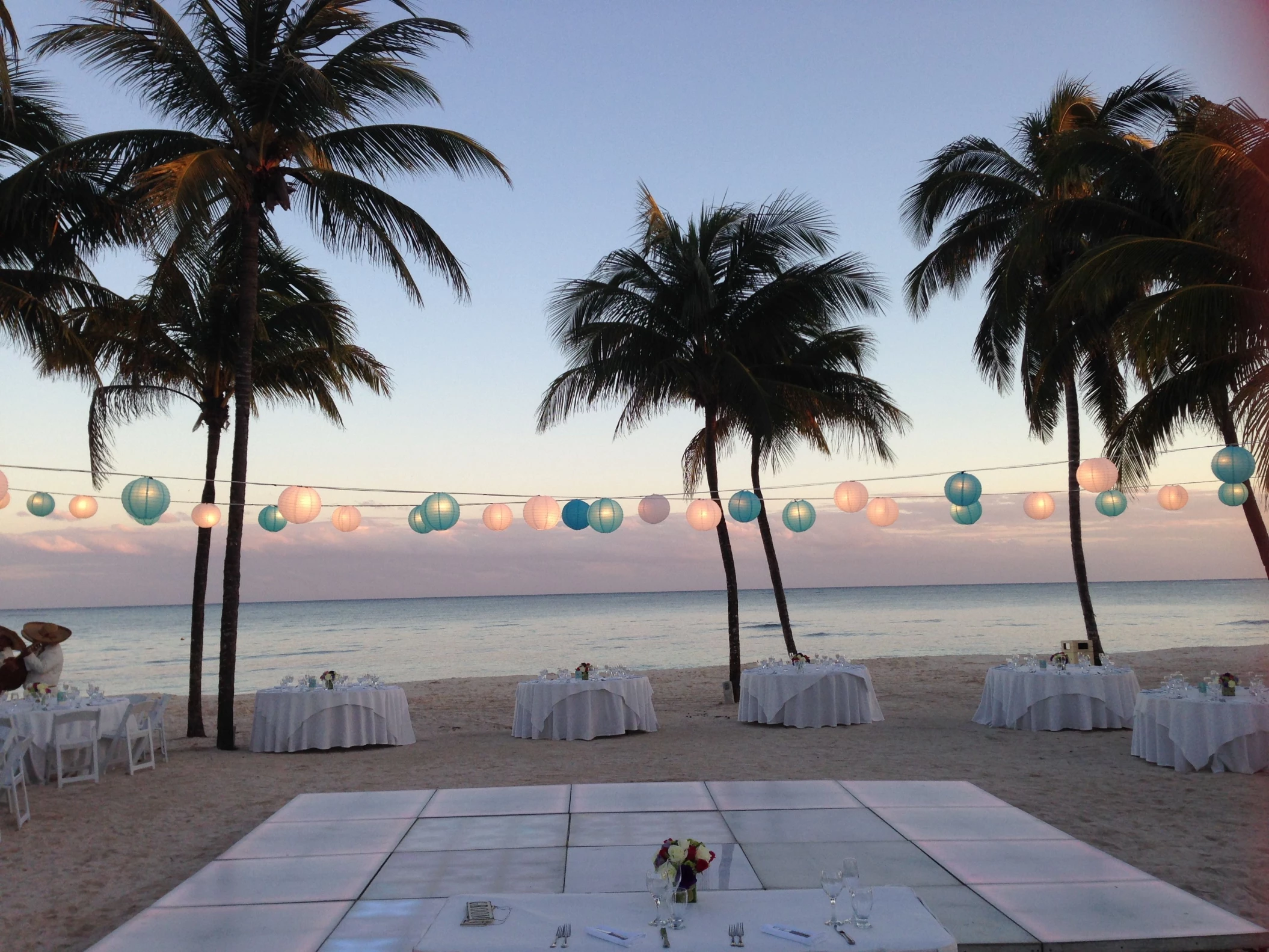 Dinner reception in Preferred Beach venue at Dreams tulum resort and spa