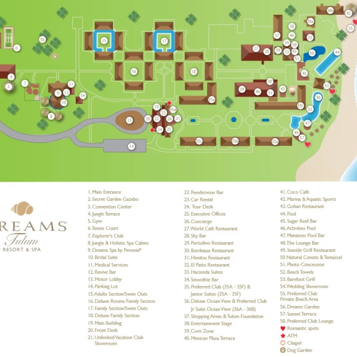 Resort map of Dreams Tulum Resort & Spa