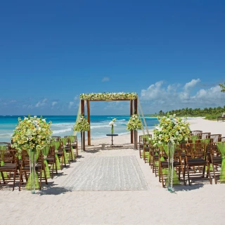 Symbolic ceremony in Seaside beach venue at Dreams Tulum Resort and Spa