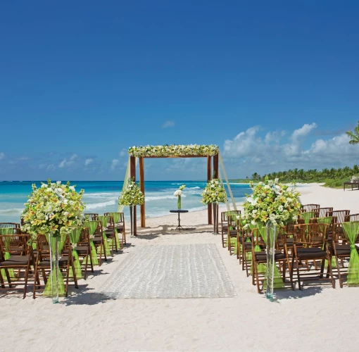 Symbolic ceremony in Seaside beach venue at Dreams Tulum Resort and Spa