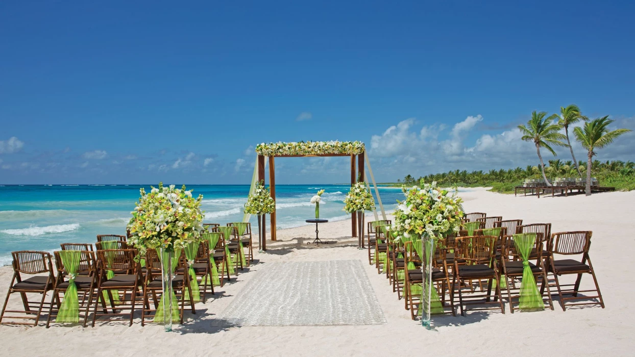 Symbolic ceremony in Seaside beach venue at Dreams Tulum Resort and Spa