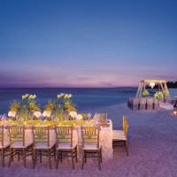 Dinner reception in Seaside beach venue at Dreams Tulum Resort and Spa