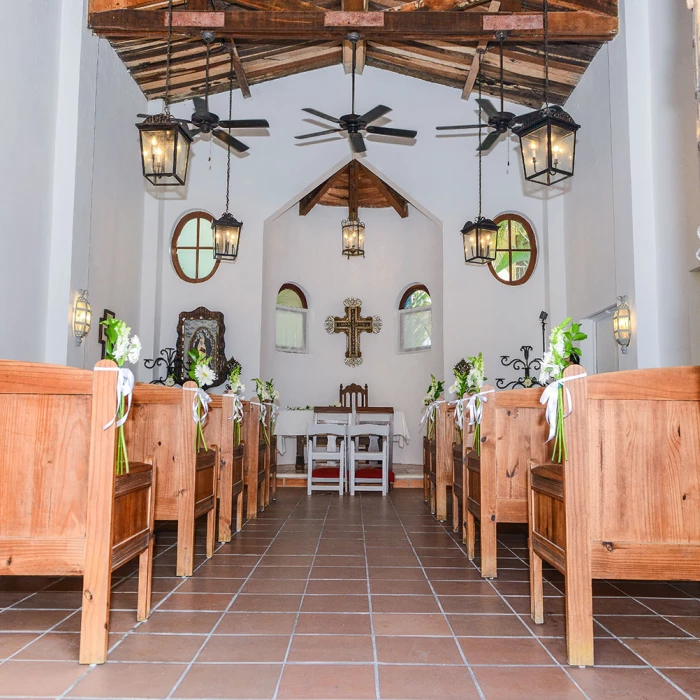 Catholic wedding in chapel wedding venue at Dreams Tulum Resort