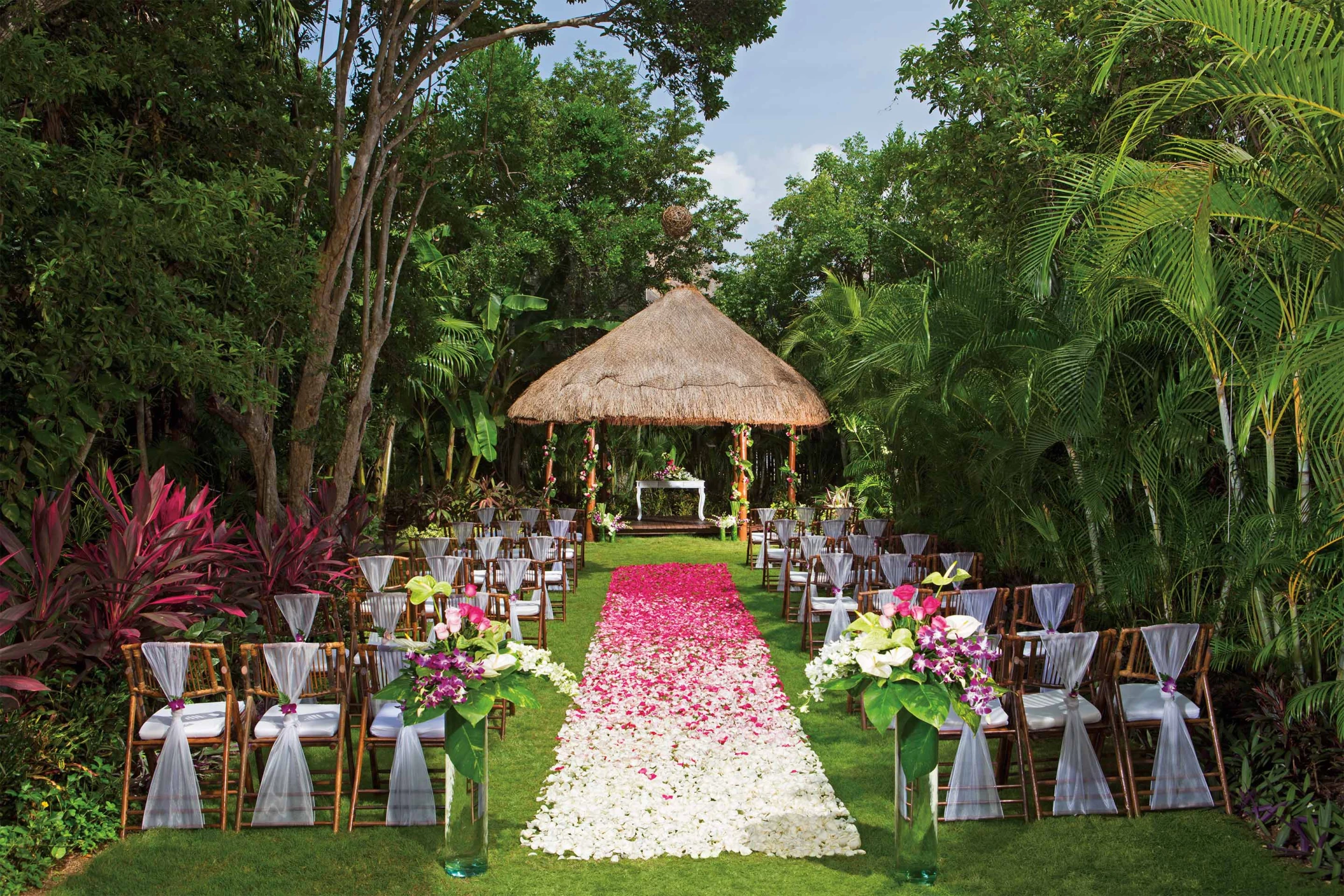 garden venue for weddings with palapa at Dreams Tulum Resort and spa