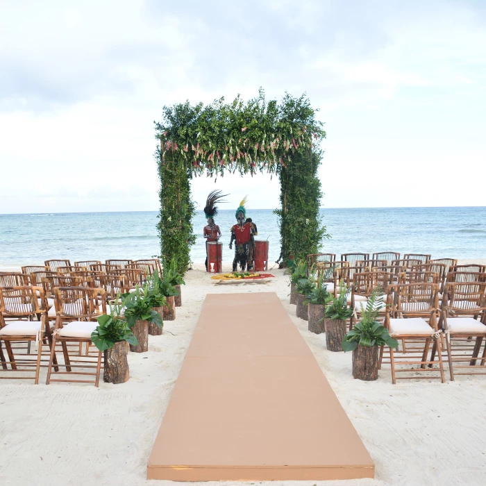 Symbolic ceremony in Seaside beach venue at Dreams Tulum Resort and Spa