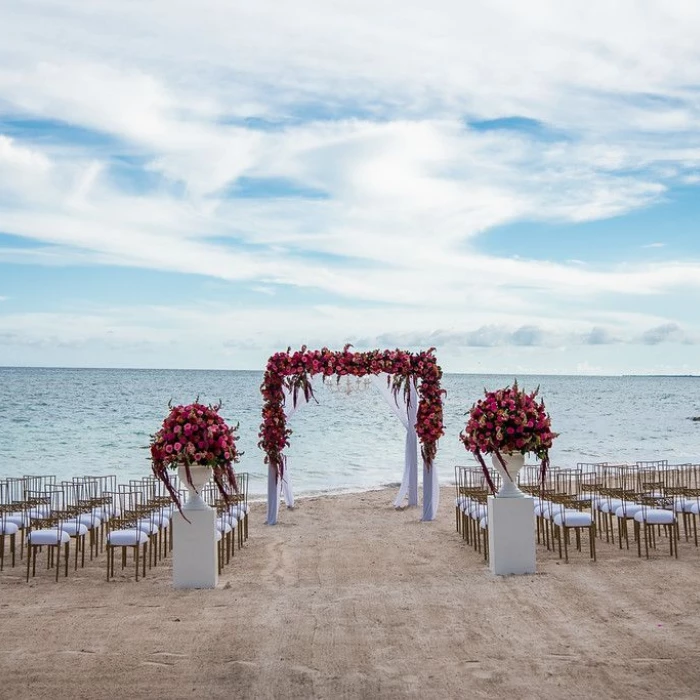 Symbolic ceremony in Seaside beach venue at Dreams Tulum Resort and Spa