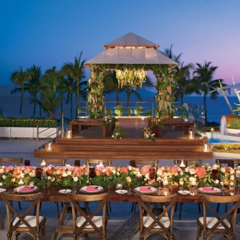 Ceremony decor on the terraza la vista at Dreams Vallarta Bay Resort and Spa