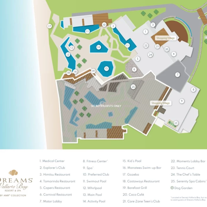 Resort map of Dreams Vallarta Bay Resort & Spa