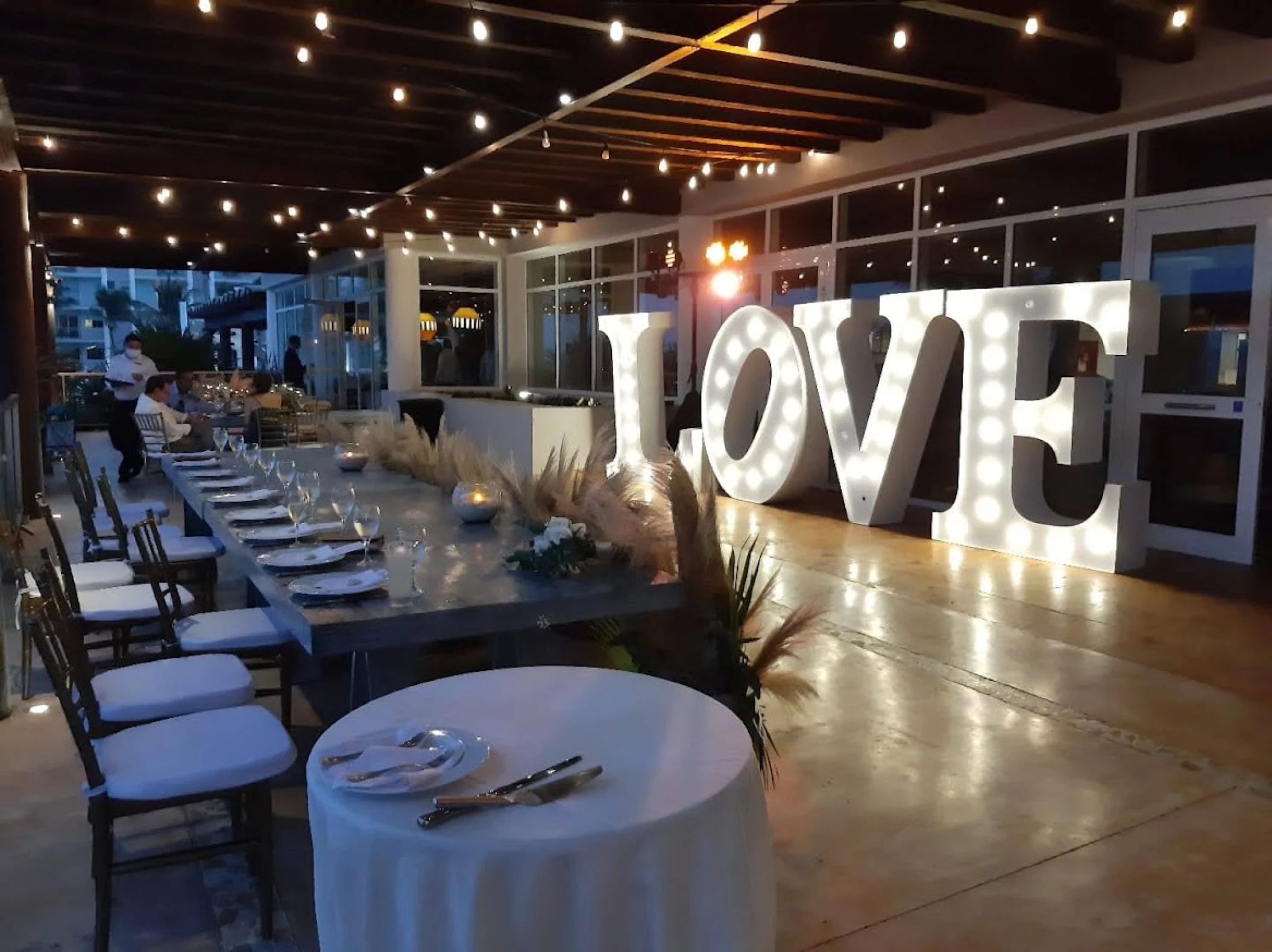Dinner reception on the carnival terrace at Dreams Jade resort and spa