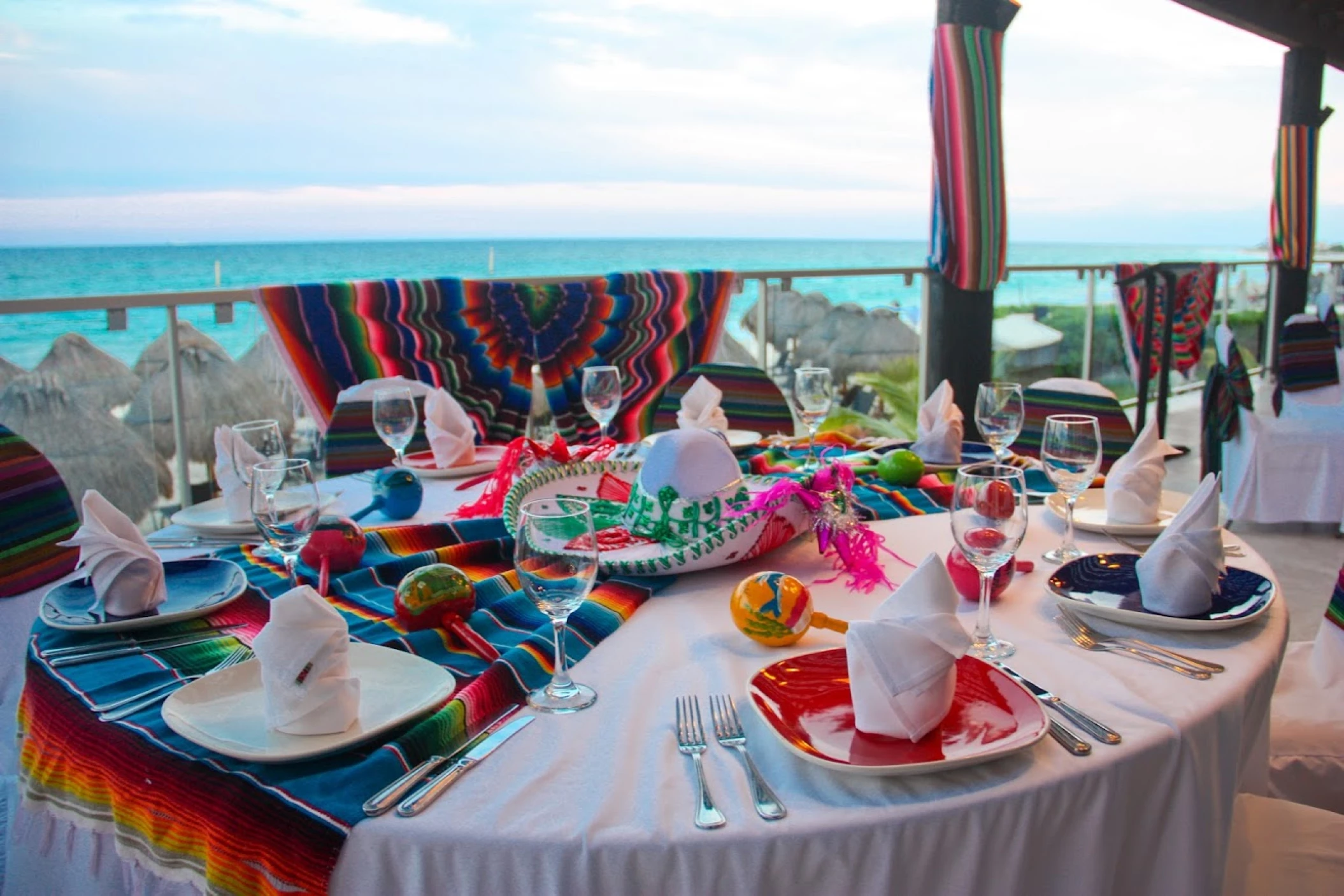Mexican dinner reception on the carnival terrace at Dreams Jade Resort and spa
