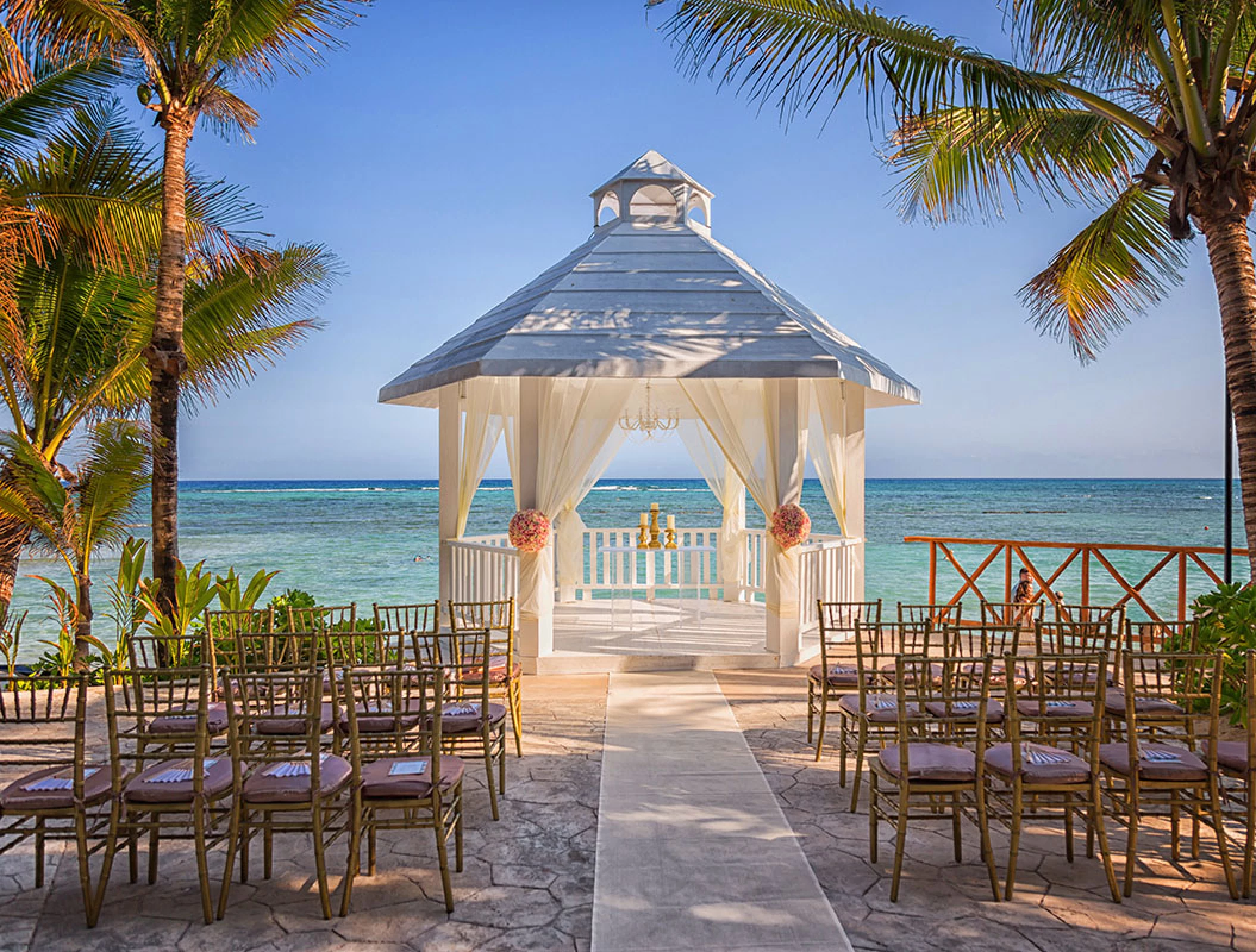 El dorado seaside suites white gazebo wedding venue setup