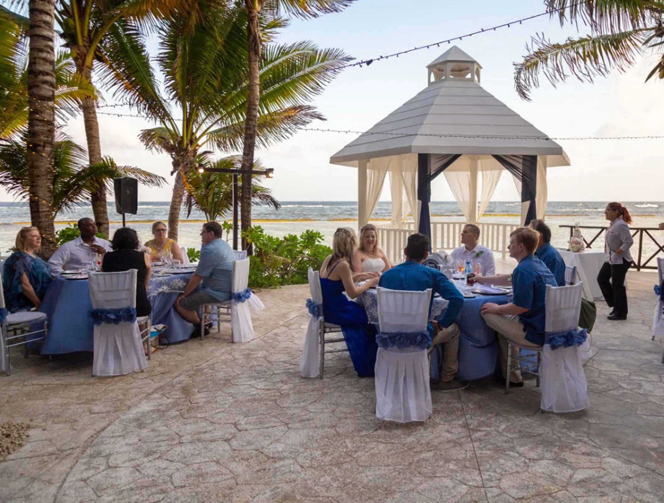 Wedding Reception at white gazebo venue on el Dorado Seaside suites